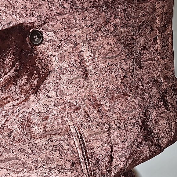 Free People silky jacquard paisley long one button pink purple blazer jacket S - Picture 8 of 10
